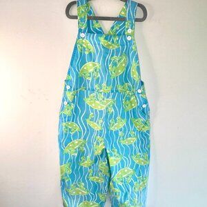 VINTAGE Y2K 90s Kelly's Kids Overalls Starfish Blue Green size 6